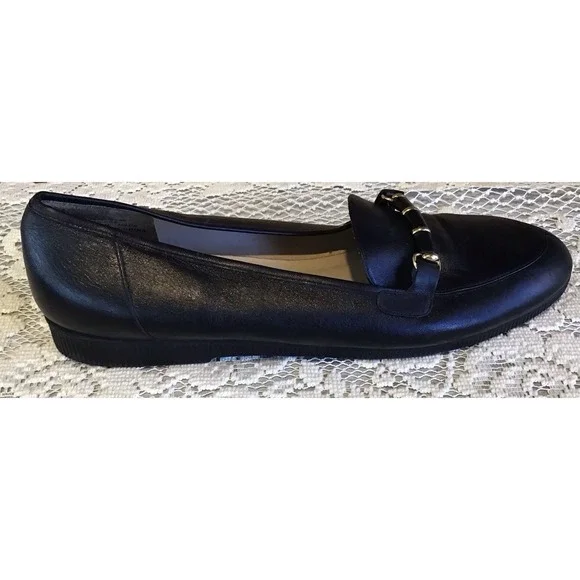 Cabin Creek Womens 9W Black Leather Flats Loafers Classic Preppy Academia Career - Picture 5 of 8